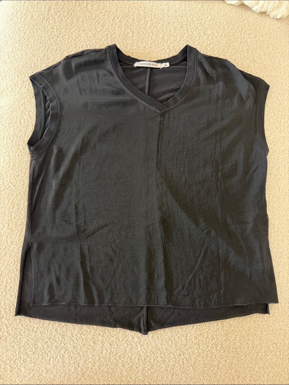 Calvin Klein Black Sleeveless V-Neck Top - Size M